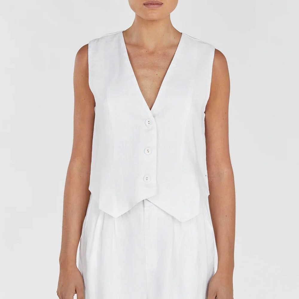 DISSH Banks White Linen Vest Top
